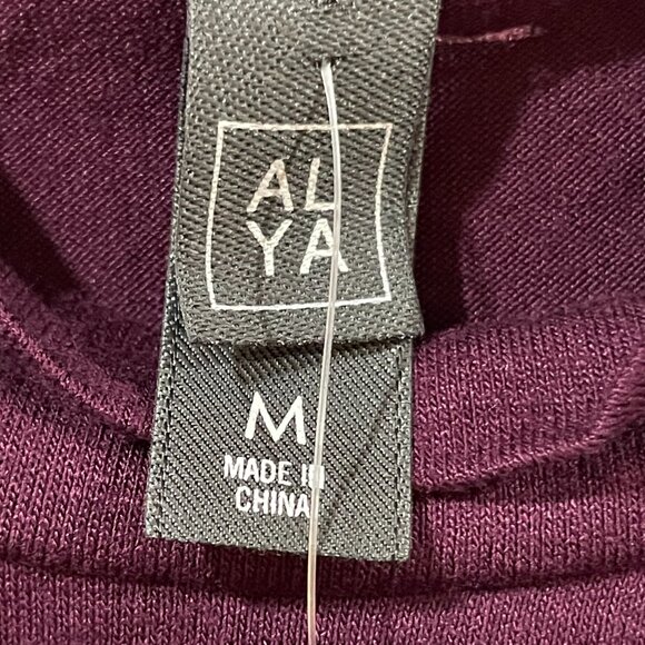 NWT $34 ALYA Francesca's Floral Print Bell Sleeve Burgundy Blouse Size Medium - Picture 4 of 5